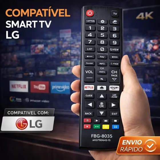 Controle Remoto LG Smart TV FBG-8035 Compatível Netflix Prime Pronta Entrega | Novo | Melhor Preço