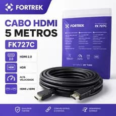 Cabo HDMI 5 Metros Fortrek FK727C HDMI 2.0 High Speed HDR com Ethernet