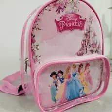 Mochila transparente com bolso 3D - frente personalizada - envie tema e nome pelo chat - Jardim Encantado - Princesas...