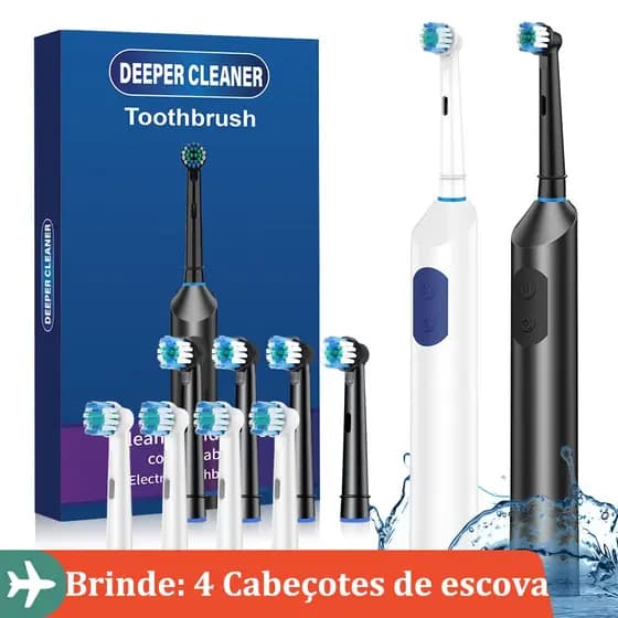 Escova De Dentes Elétrica,Rotativa Recarregável Para Família,5 Modos E 4 Cabeças De,Sensíveis,Abraços,Viagens