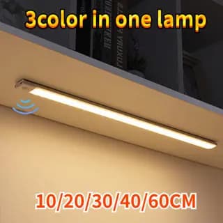 60cm Luminária Led 3 Cores Regulável Luz Noturna Sensor De Movimento USB Recarregável para Cozinha Closet Quarto