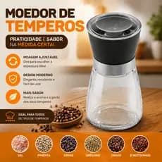 Moedor De Temperos Especiarias Pimenta Sal De Vidro Inox Cerâmica PREMIUM