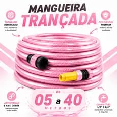 Mangueira Jardim Trançada Rosa 05 a 40 Metros Mangueira Pronta para o Uso - Tripla Camada