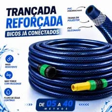 Mangueira Jardim Trançada Azul 05 a 40 Metros Mangueira Pronta para o Uso - Tripla Camada