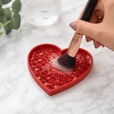 Limpador de Pincéis de Maquiagem Coração | Escova para Limpeza Profunda | Fácil de Lavar