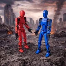 Boneco Dummy Articulado 13cm Desmontado – Kit com 2 Vermelho e Azul