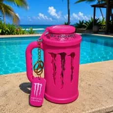 Porta Lata / Kit Suporte/ Caneca Energético +Tampa  + Abridor  - Monster