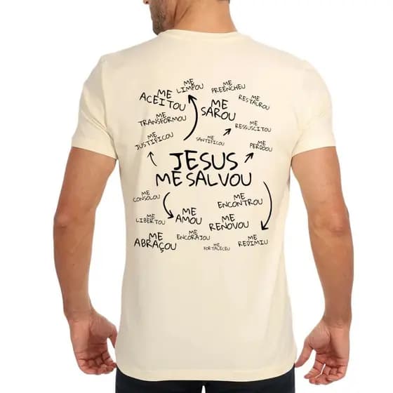 Camiseta católica JESUS ME SALVOU blusa gospel moda igreja camisa missa