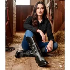 Bota Feminina Texana Marrom Cano Longo Bordada Luxo Moda Country