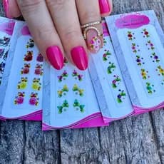 Kit 100 cartelas de adesivos de unhas para decoração de unhas flores desenhos sortidos