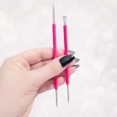 Kit Palito Unha + Espátula Mista Isis Cutelaria Aço Inox Manicure Pedicure