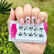 kit 20 cartelas adesivos de unhas flores margaridas delicadas modelos sortidos