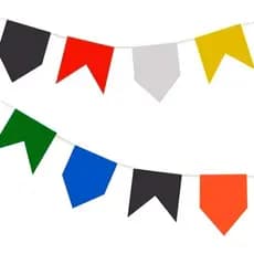 Bandeirolas Plásticas Coloridas Costuradas 10m – 20 Unidades – Mayllon