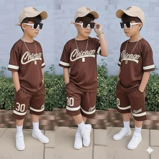Conjunto Infantil Menino Dry Fit Macio Short + Camiseta 2 a 12 anos Look Casual Estiloso