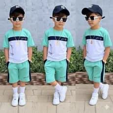 Conjunto Masculino Para o Verão Kit Short + Camisa 2 ao 12 Anos