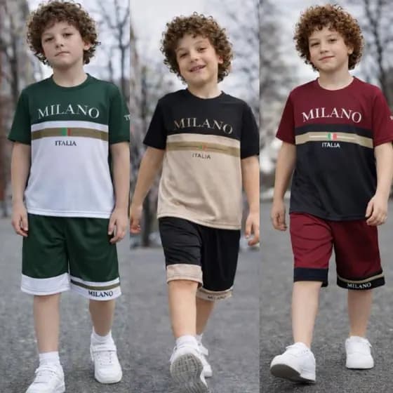 Conjunto Masculino Infantil Dry Fit Verão 2 Peças Camisa e Short Leve Confortável 2 a 12