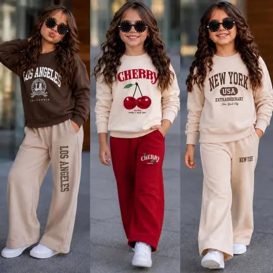 Conjunto Menina Moletinho 4 ao 12 Anos Calça com Bolso Casaco Estiloso Inverno