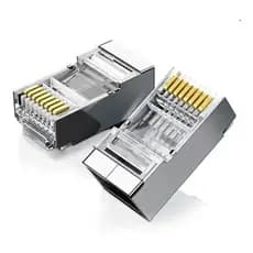 04 Un Conector Cat6 Rj45 Blindado Rede Macho