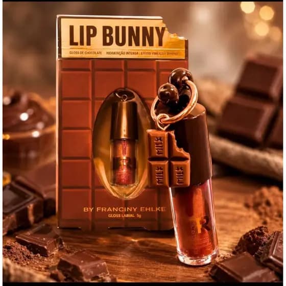Gloss Labial Fran by Lip Bunny 5G Chocolate Hidratante Protetor