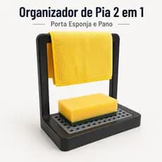 Organizador de Pia 2 em 1 Porta Esponja e Pano de Cozinha Escorredor