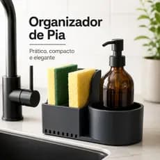 Organizador de Pia Porta Detergente e Esponja com Drenagem para Cozinha