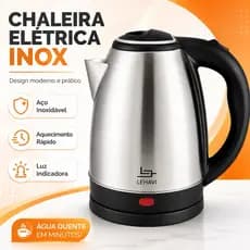 Chaleira Elétrica Inox 1,8L 220V – Ferve Água Rápido com Base Giratória 360
