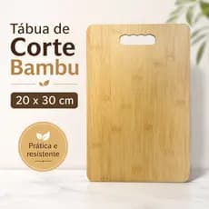 Tábua de Corte Retangular Bamboo 30x20cm - Ação Bactericida e Resistente