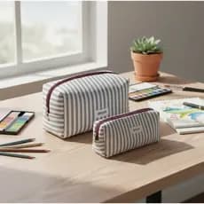 Kit Estojo Escolar Feminino Box + Necessaire Feminino 100% Algodão Amavê | Aesthetic Organizador