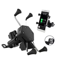 Suporte Garra Para Celular Moto Universal Com Carregador Usb