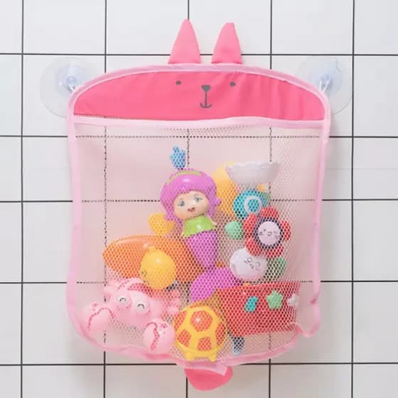 Organizador de brinquedos saco organizador de banho para escorrer água de brinquedos de tecido