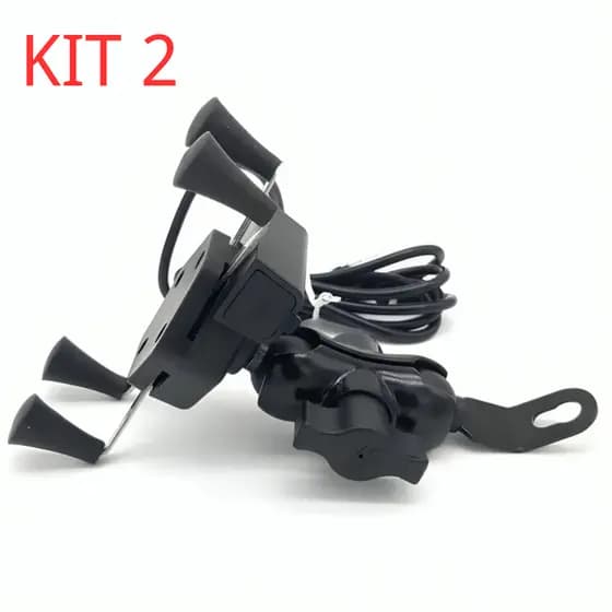Kit 2 Suporte Garra Para Celular Moto Universal Com Carregador Usb ENVIO IMEDIATO