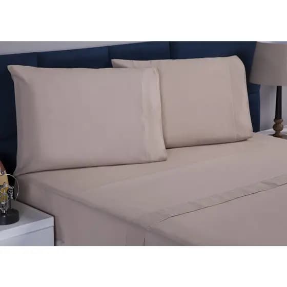 Jogo Lençol Casal king Size 3 Peças Percal 180 Fios 100% Algodão Ideal Colchão 2,03m x 1,98m X 40cm