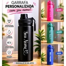 Garrafa Térmica Inox 800ml Personalizada Laser Com Nome Logotipo Garrafa De Água Academia Trabalho Conserva Frio Calor