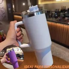 CopãoTérmico Inox Grande Parede Dupla 1200 com tampa e Canudo