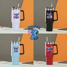 Stitch Caneca  com nome gravado a lase copo Térmica Inox 900ML com tampa e canudo
