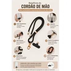 Kit  2 Cordões para Celular iPhone e Android - Pulso e Pescoço Ajustável Anti-perda