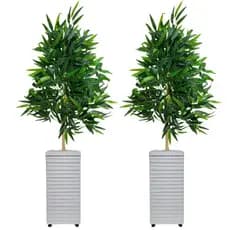 Kit 2 Unid Planta Artificial Realista Completa Com Vaso Decoração Casa Escritório Envio Já