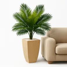 Kit Decoração Palmeira Artificial + Vaso De Planta 3d Polietileno Enfeite Casa Sala E Decoração