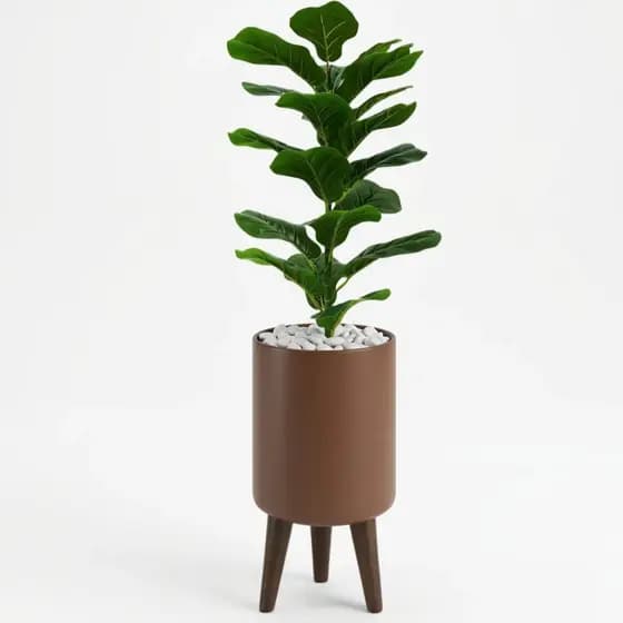 Planta Artificial Ficus Lyrata Vaso Design Moderno Sala Decoração Escritório