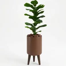 Planta Ficus Lyrata Artificial Realista Com Vaso Decorativo Marrom Tripé