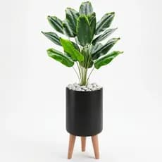 Bananeira Artificial 18 Folhagem Decoração Vaso Tripe Decorativo Design Moderno
