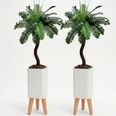 Kit Decorativo Completo 2 Folhagem Artificial C/  Vaso Design Moderno Decoração Para Sala