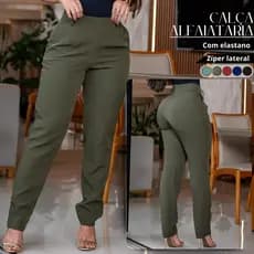 Calça Alfaiataria Feminina Com Bolso Cintura Alta Social Confortável