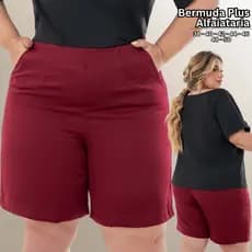 Bermuda Ciclista Plus Size Feminino Alfaiataria Cintura Alta Confortável Elegante