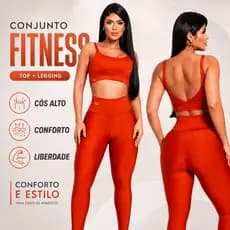 Conjunto Fitness Feminino Top E Calça Legging Zero Transparência