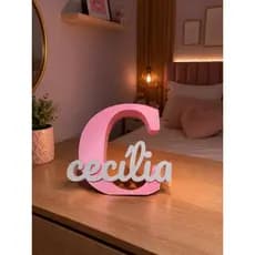 Nome Decorativo Personalizado Cecília em PLA 3D – Letra Inicial com Nome