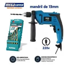 Furadeira Profissional 220v com Impacto mandril 1/2 Pol 750w de Potência