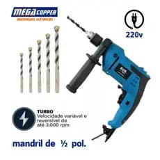 Furadeira de impacto 220v profissional EOS MaxPro Função Parafusadeira Martelete e Controle de Velocidade