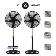 KIT Ventilador de Pé 220v Vertical Preto Potênte Grande Silencioso Ajustável Pintura Anticorrrosiva c/ 2 Unidades barato