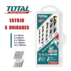 KIT Broca 5mm 6mm 8mm 10mm Concreto Cerâmica Porcelanato Estojo com 5 brocas Durável Original Promoção